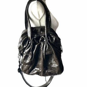 Arcadia | Dark Brown Embossed Snakeskin Bag